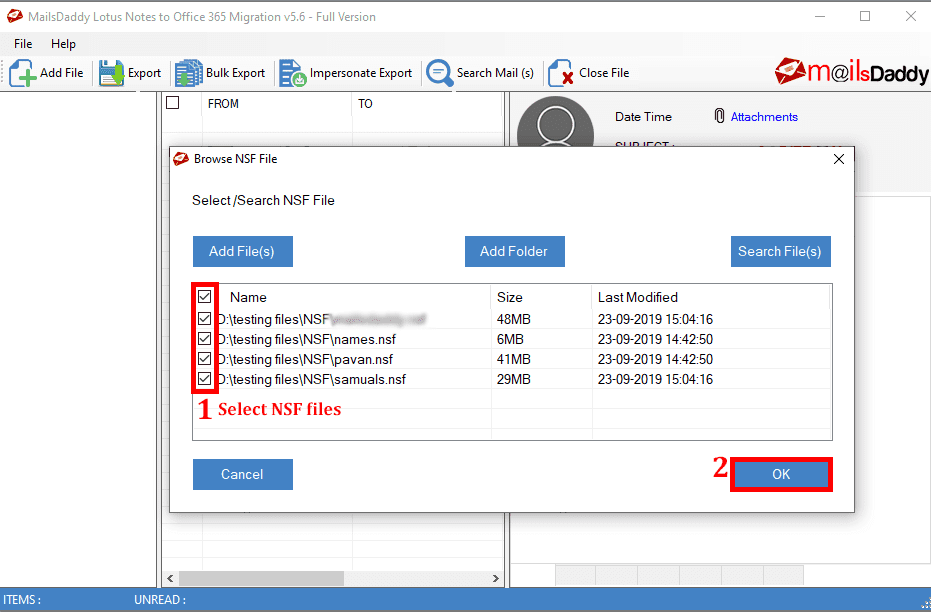 screenshot of Lotus Notes To Office 365 Migration